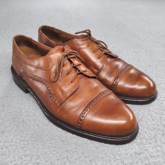 Cable & Co Executive Cap Toe Oxford Dress Shoes Brown Leather Lace Up Mens 11 D - Picture 2 of 16
